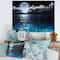 Designart - Romantic Full Moon Over Sea - Seascape Canvas Art Print